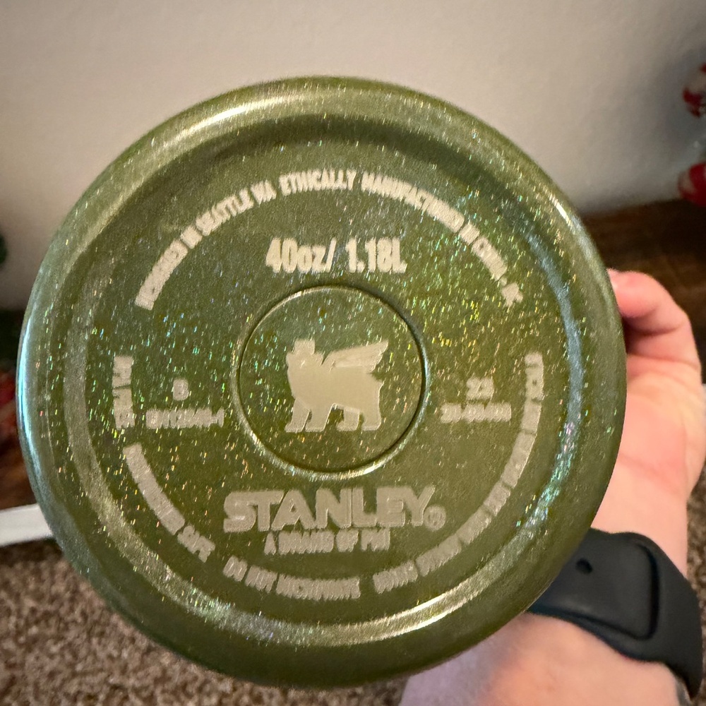 Stanley X Starbucks Olive Green Pearl 40oz Tumbler Glitter Fall Release 2024 Box - Picture 2 of 7